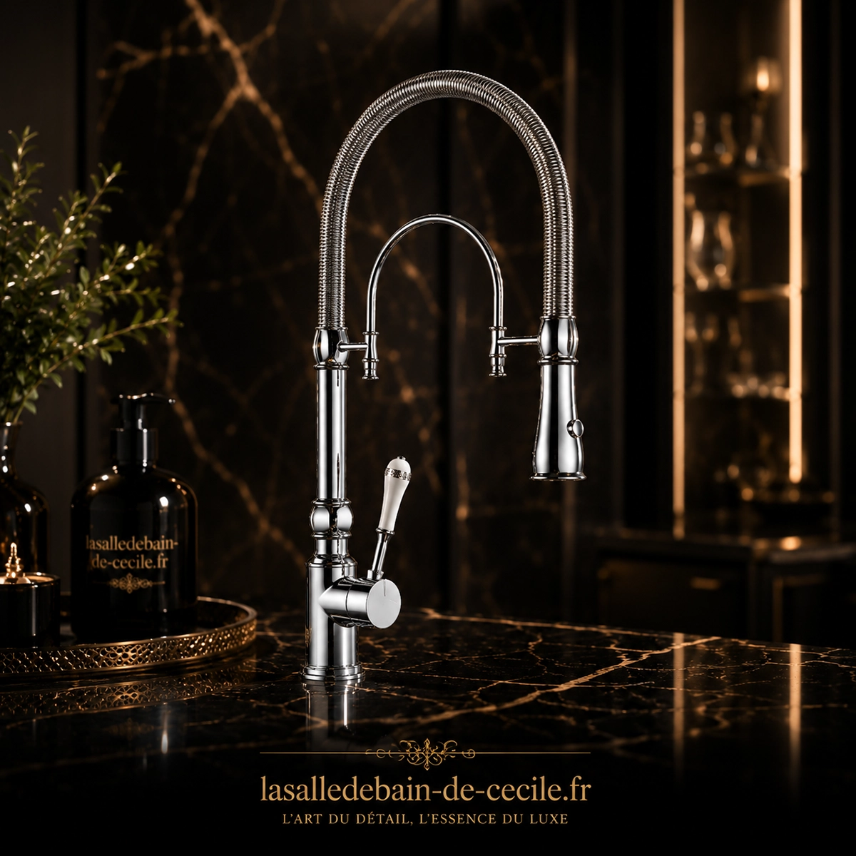 Détail mitigeur cuisine Swin chrome rétro